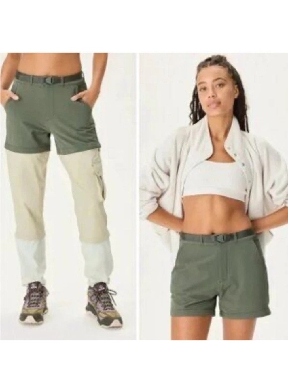 Outdoor Voices Pants Womens S Green RecTrek Zip-Off Cargo Hiking Colorblock Gorp